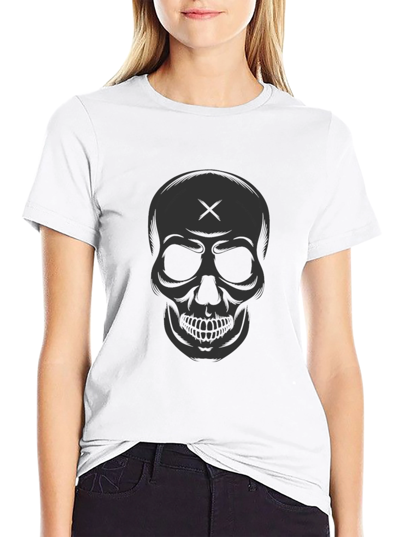 Skull Graphic Tee - Black Cotton T-Shirt