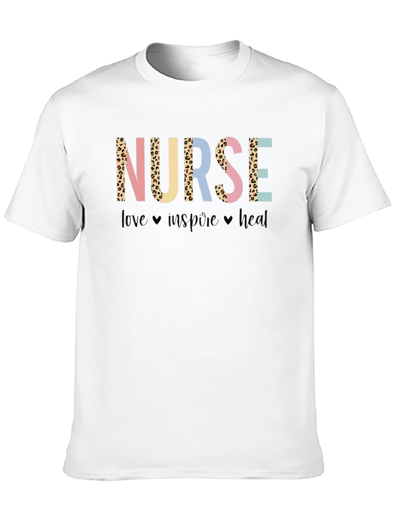 Nurse Leopard Print Graphic T-Shirt - Love Inspire Heal