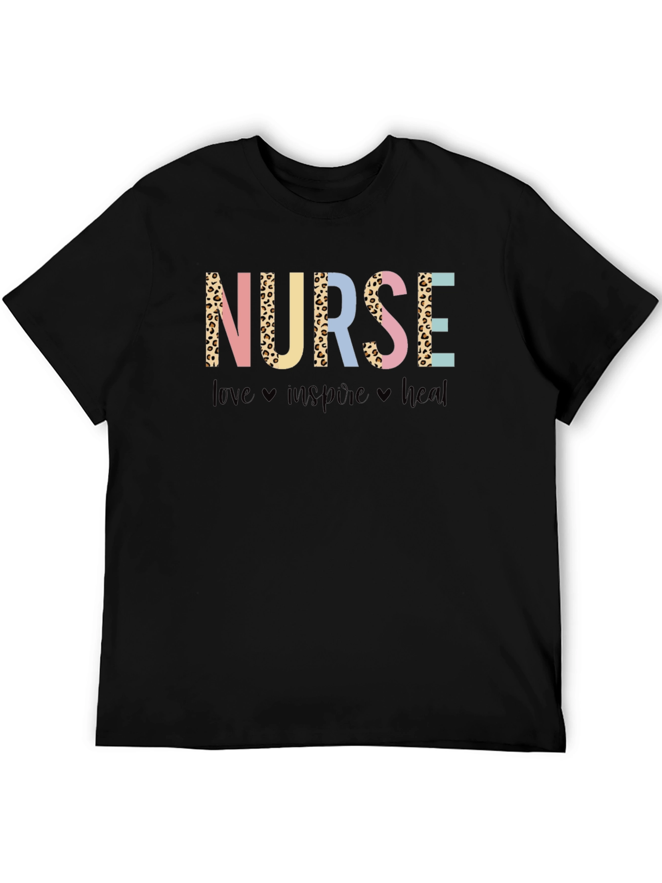 Nurse Leopard Print Graphic T-Shirt - Love Inspire Heal