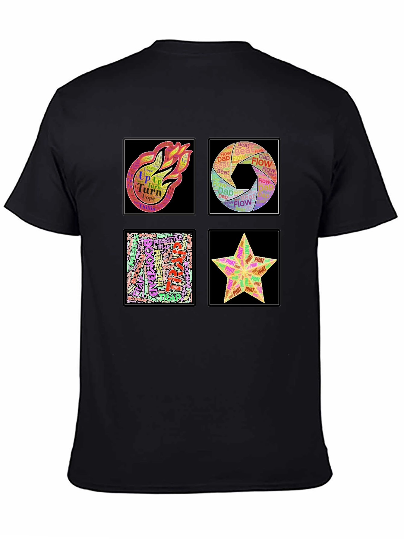 Abstract Art Word Design Mens Black T-Shirt