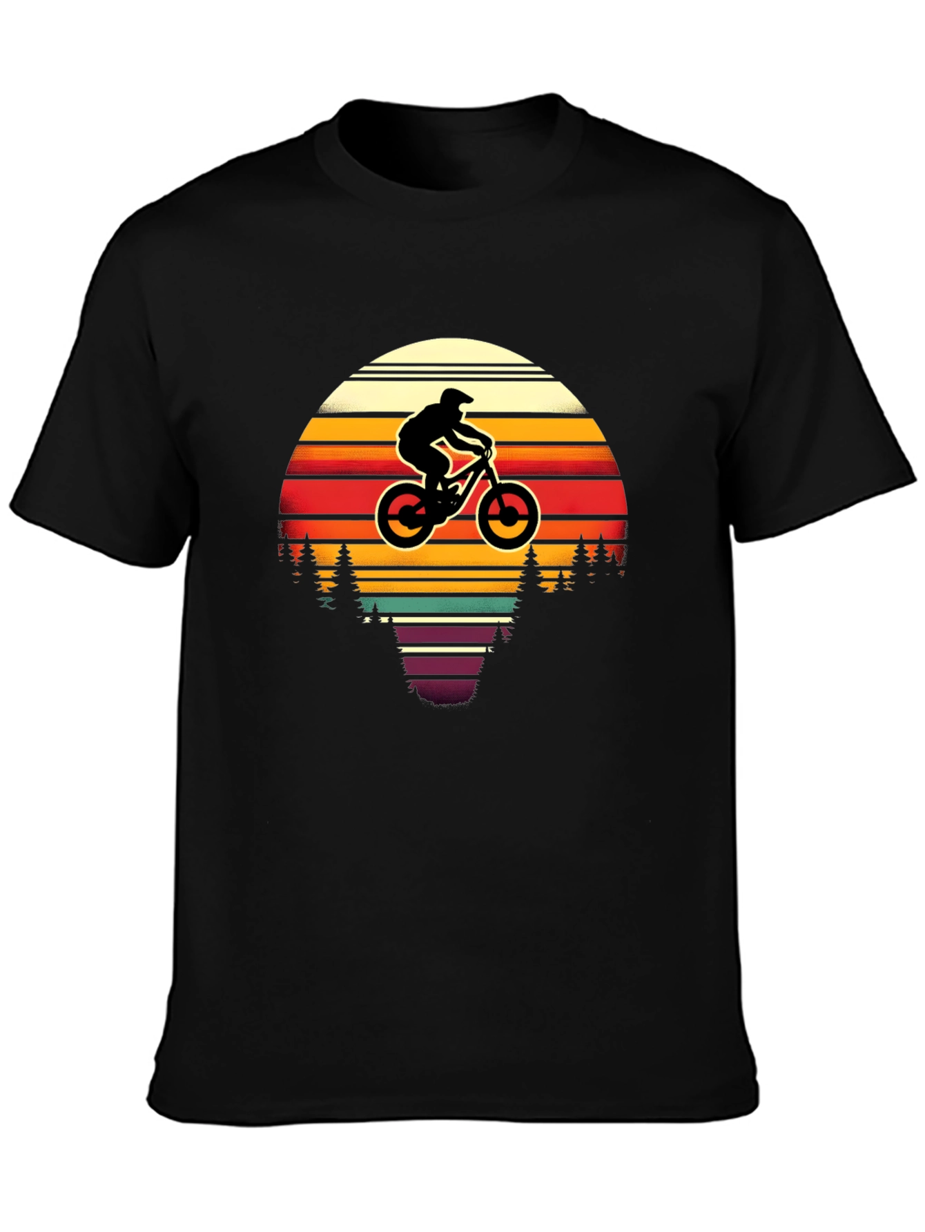 Mountain Biker Retro Sunset T-Shirt
