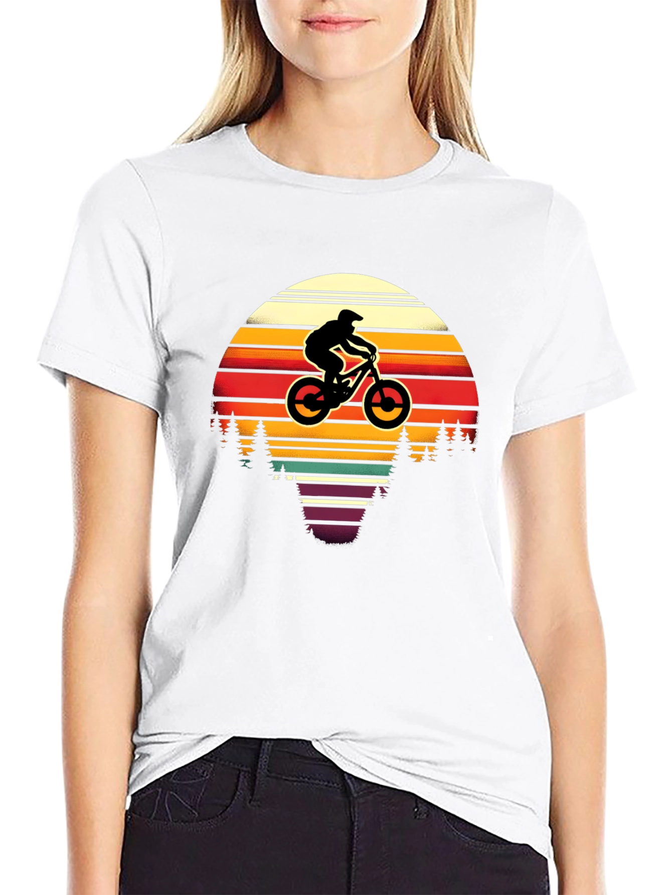 Mountain Biker Retro Sunset T-Shirt