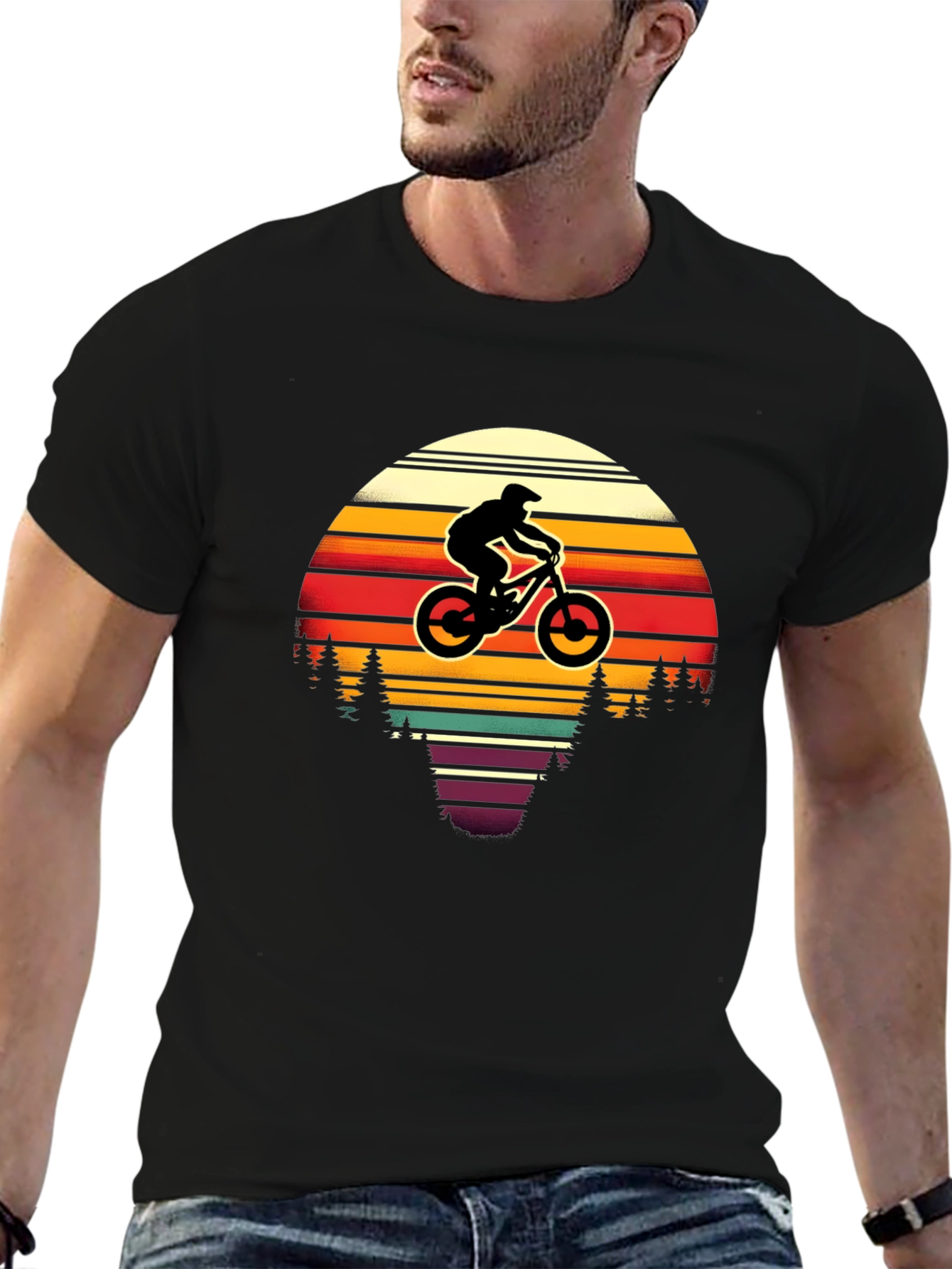 Mountain Biker Retro Sunset T-Shirt