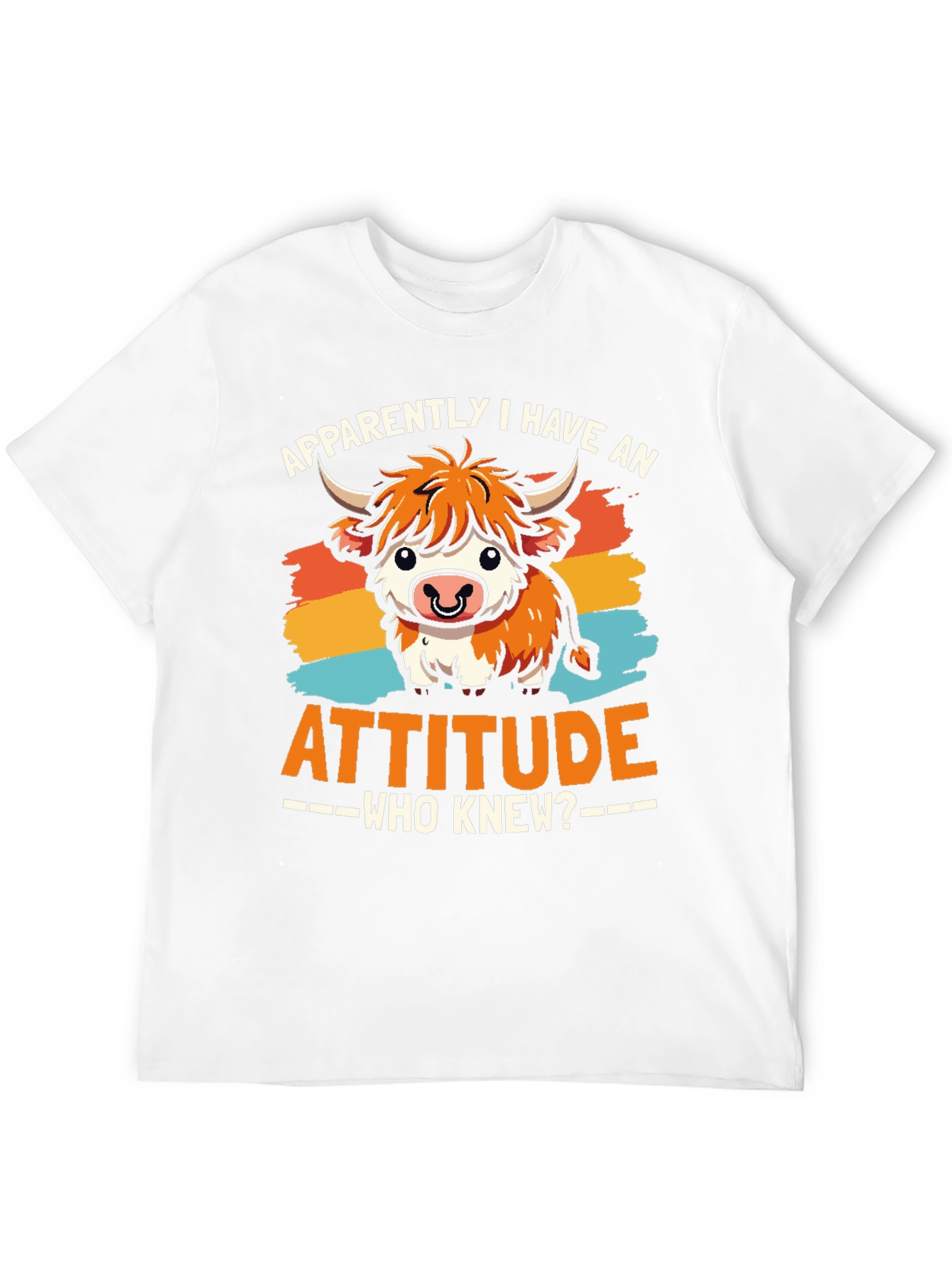 Attitude Cow Graphic Tee - Trendy Unisex T-Shirt