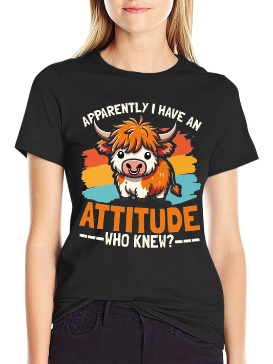 Attitude Cow Graphic Tee - Trendy Unisex T-Shirt