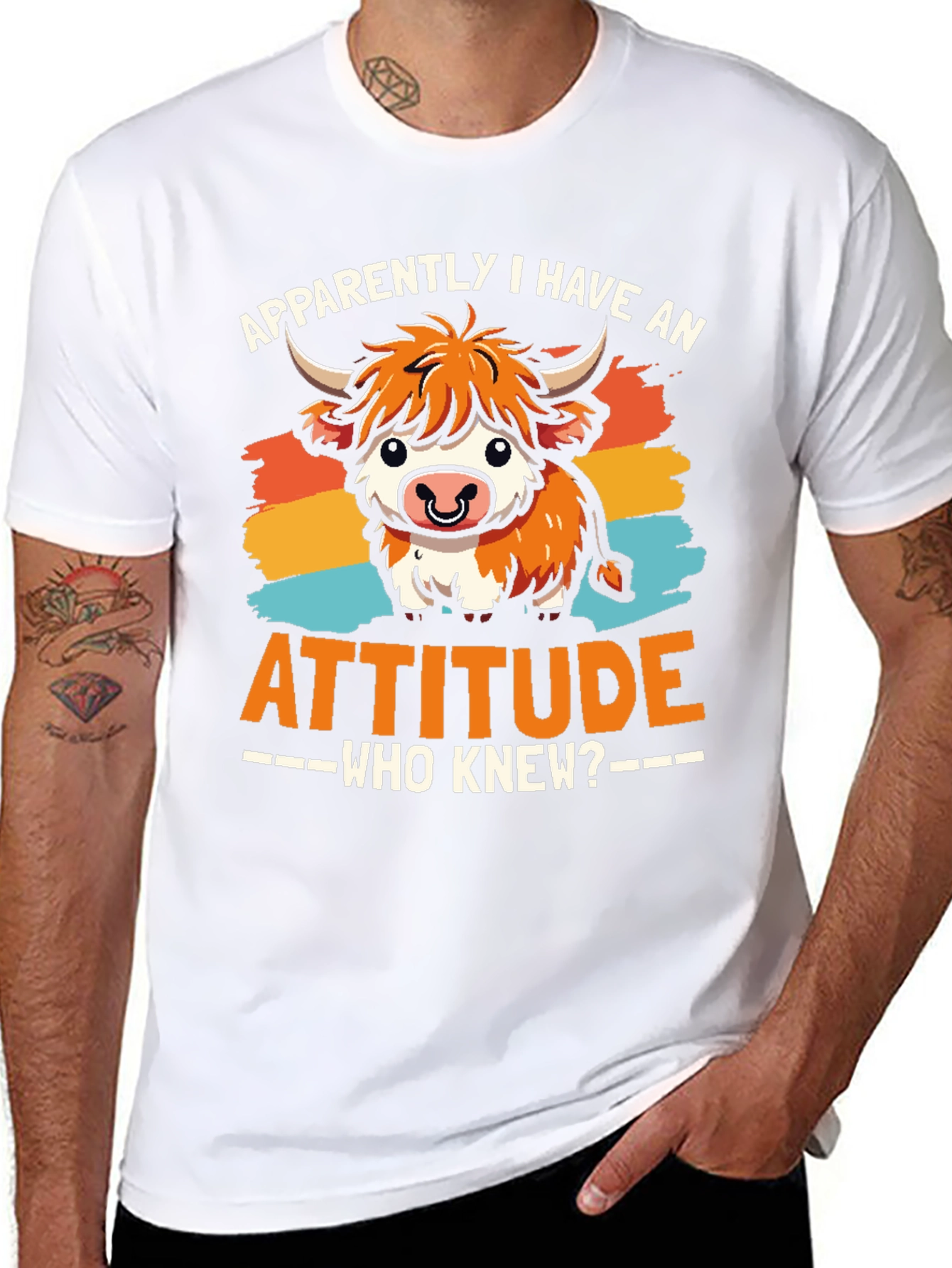 Attitude Cow Graphic Tee - Trendy Unisex T-Shirt