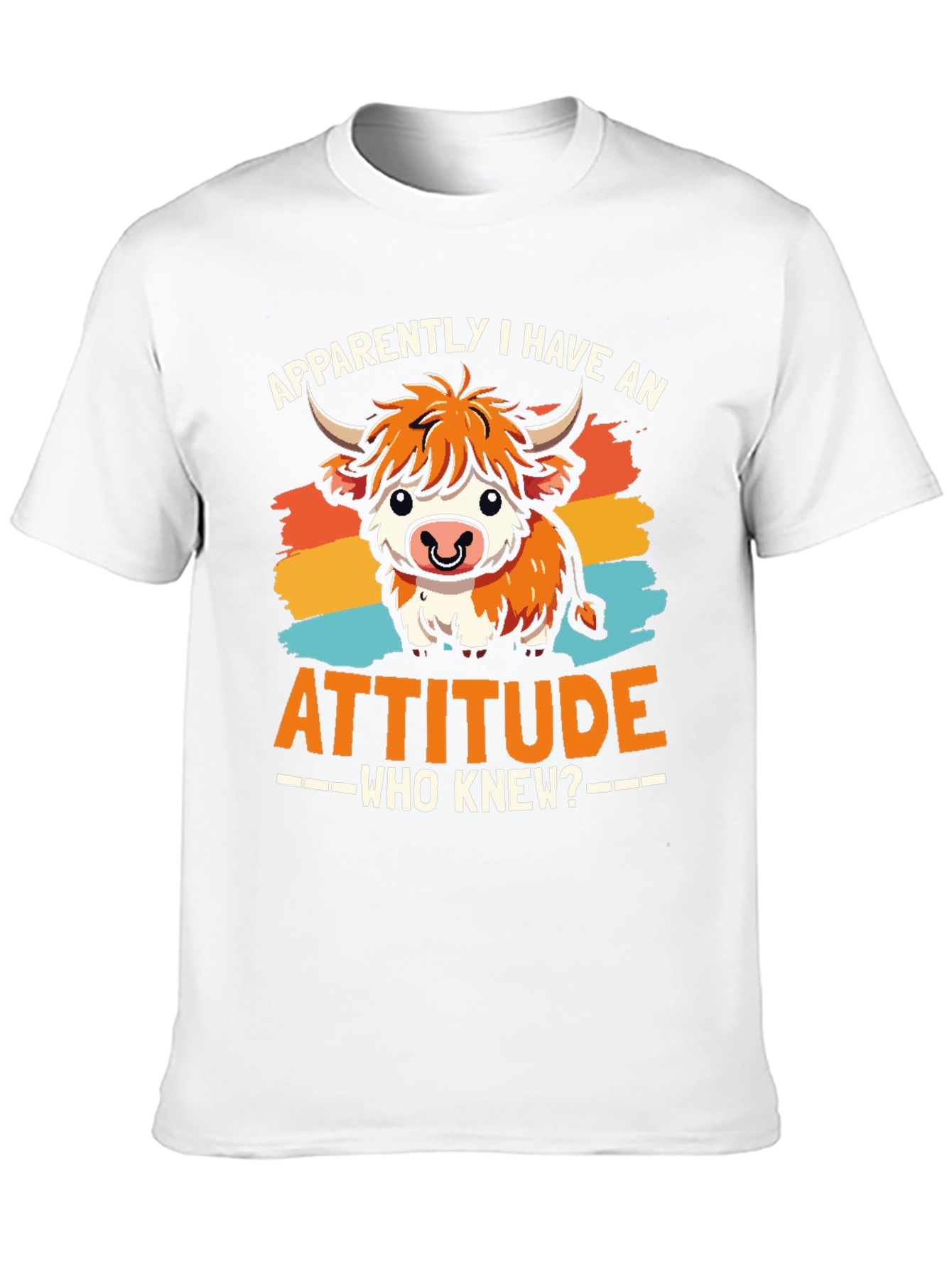 Attitude Cow Graphic Tee - Trendy Unisex T-Shirt