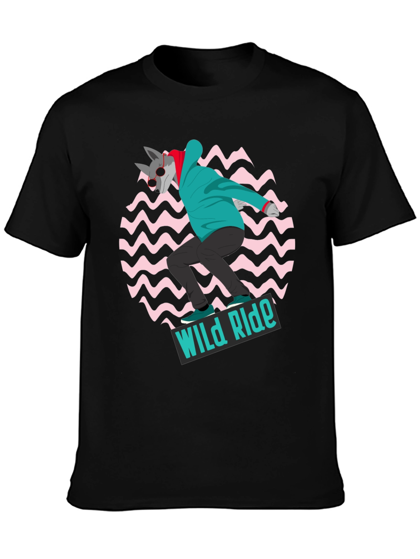Wolf Skateboarder Graphic Tee - Wild Ride