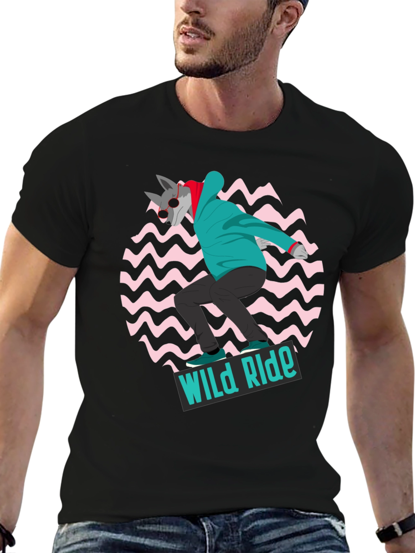 Wolf Skateboarder Graphic Tee - Wild Ride