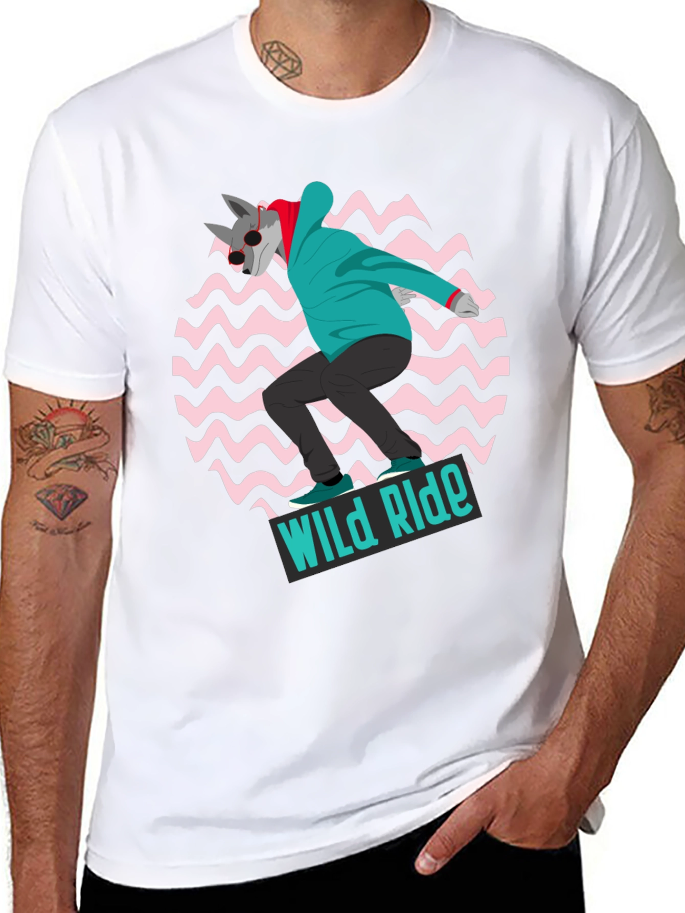 Wolf Skateboarder Graphic Tee - Wild Ride