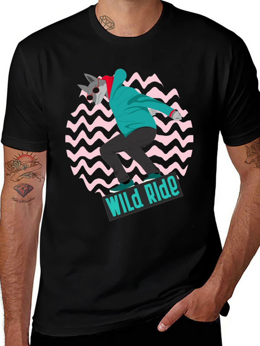 Wolf Skateboarder Graphic Tee - Wild Ride