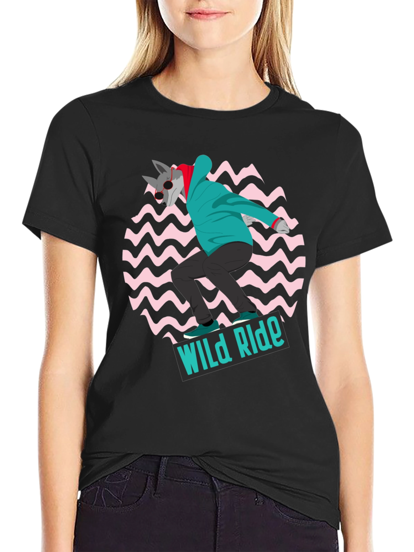 Wolf Skateboarder Graphic Tee - Wild Ride