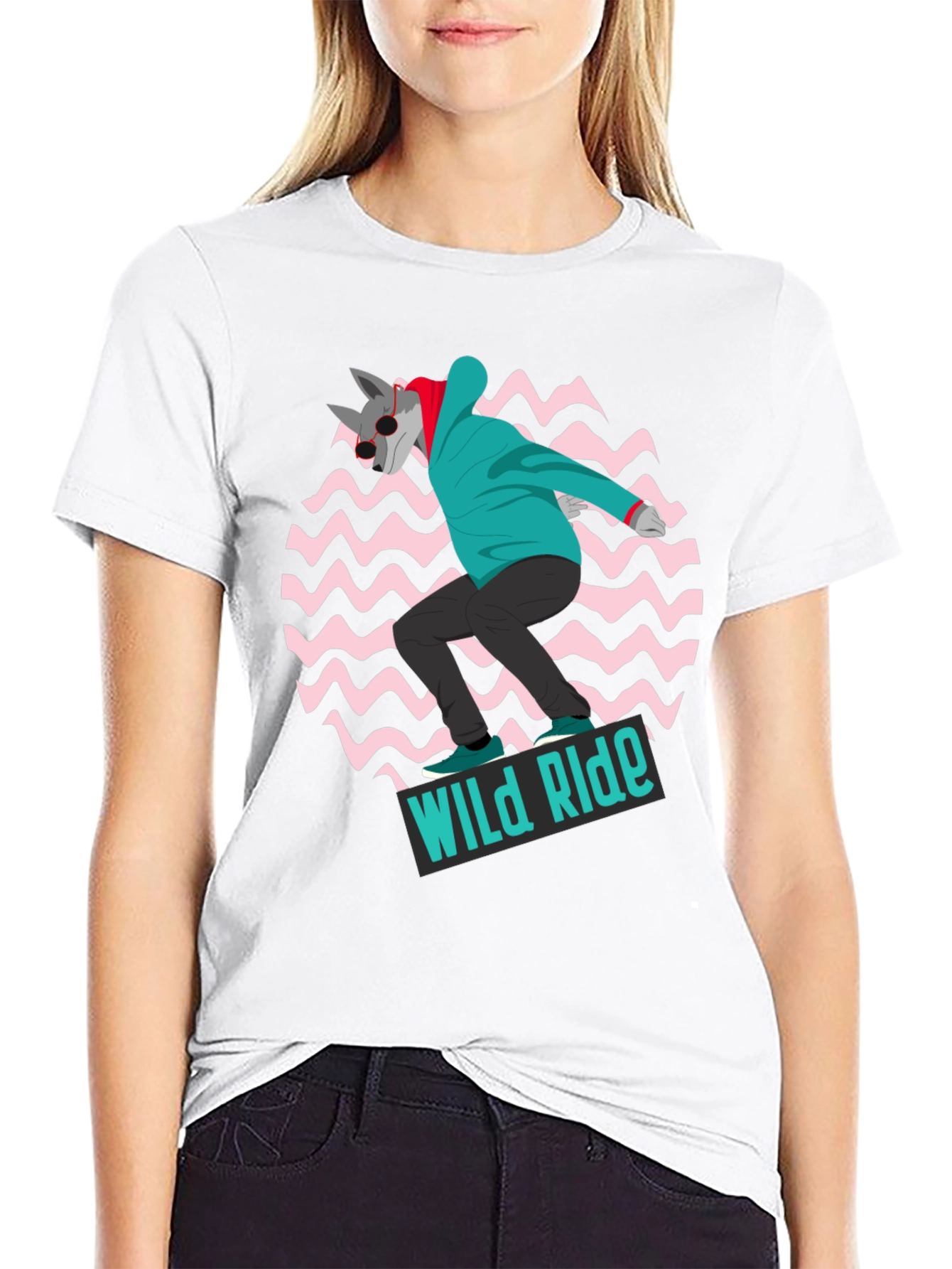 Wolf Skateboarder Graphic Tee - Wild Ride