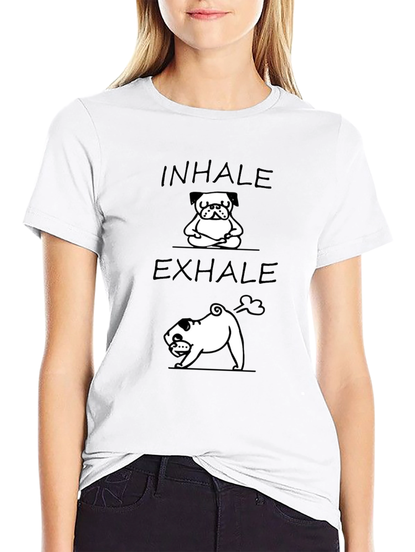 Funny Pug Inhale Exhale Yoga T-Shirt