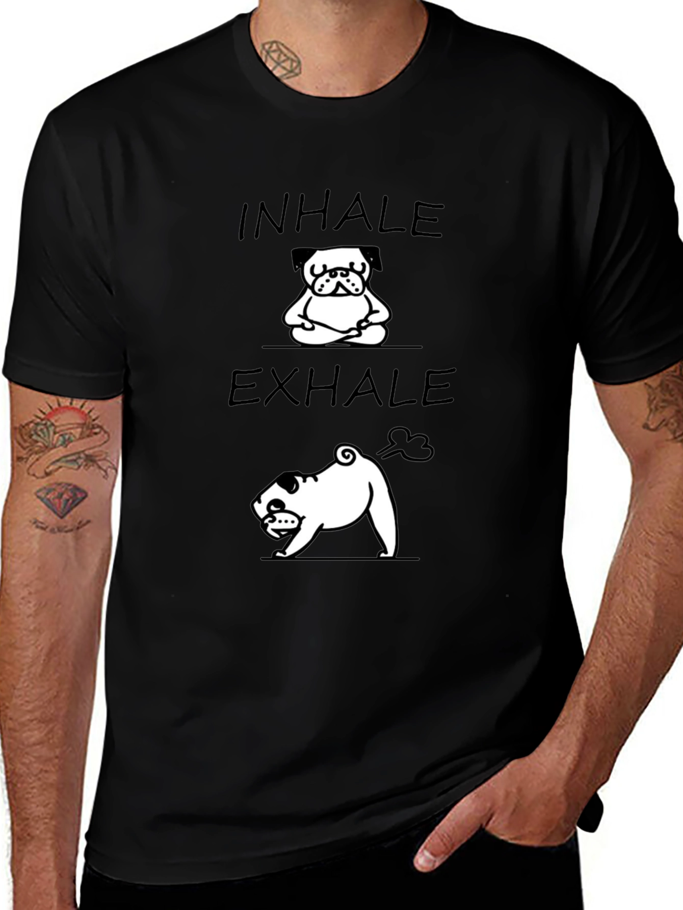 Funny Pug Inhale Exhale Yoga T-Shirt