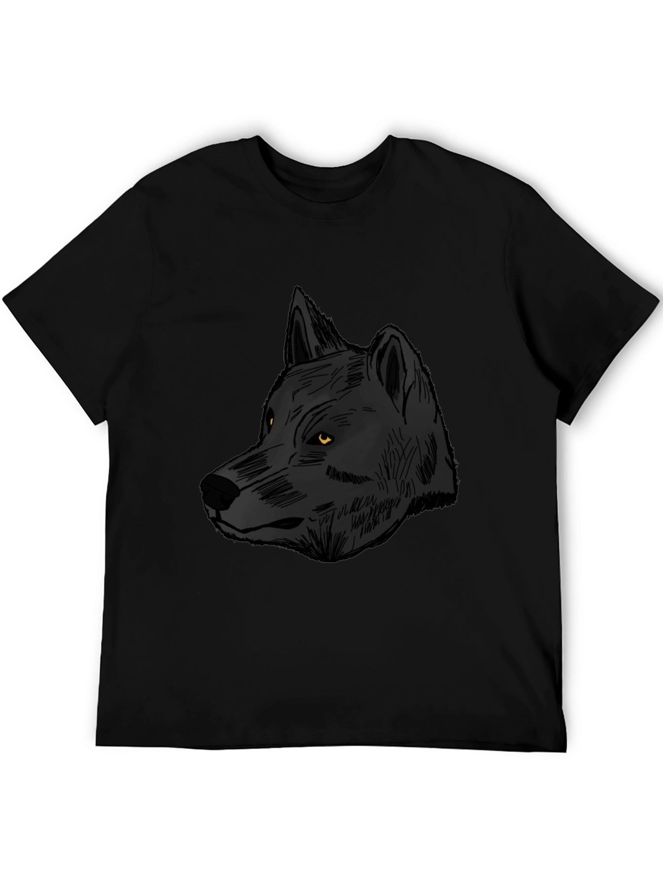 Black Wolf Graphic T-Shirt - Mens Crew Neck Tee