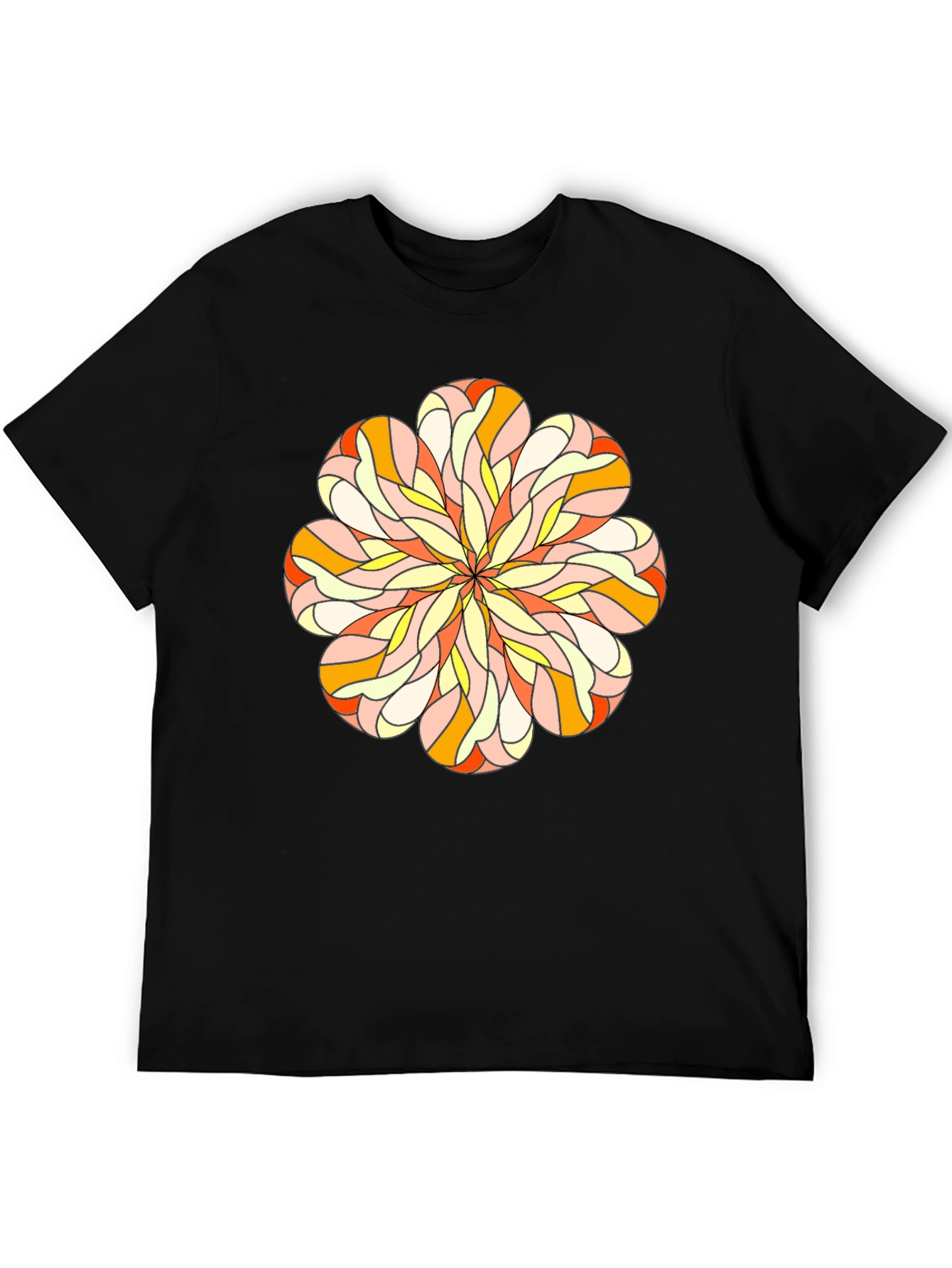 Abstract Flower Graphic Black T-Shirt