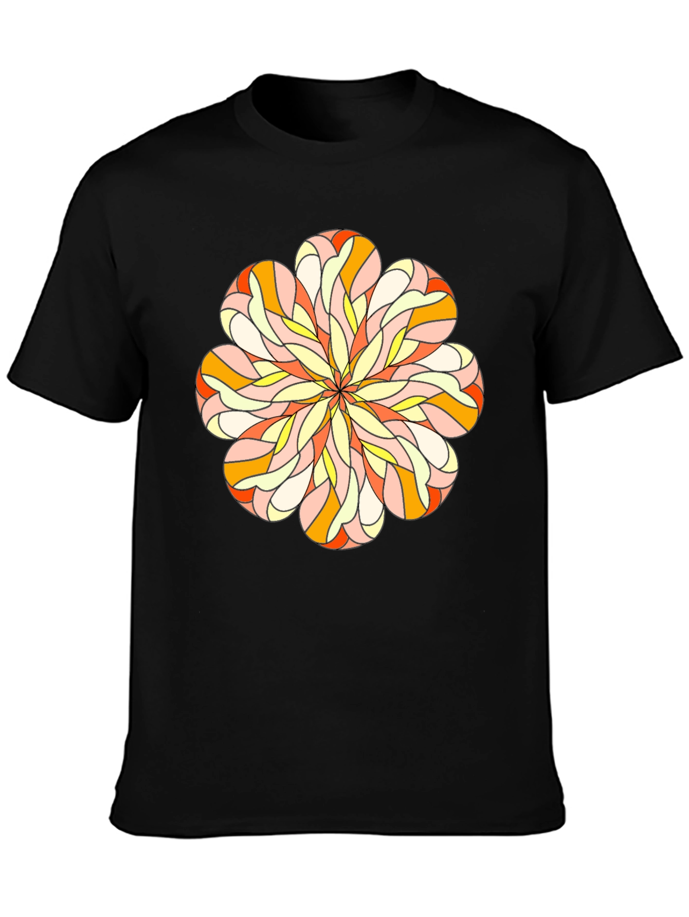 Abstract Flower Graphic Black T-Shirt