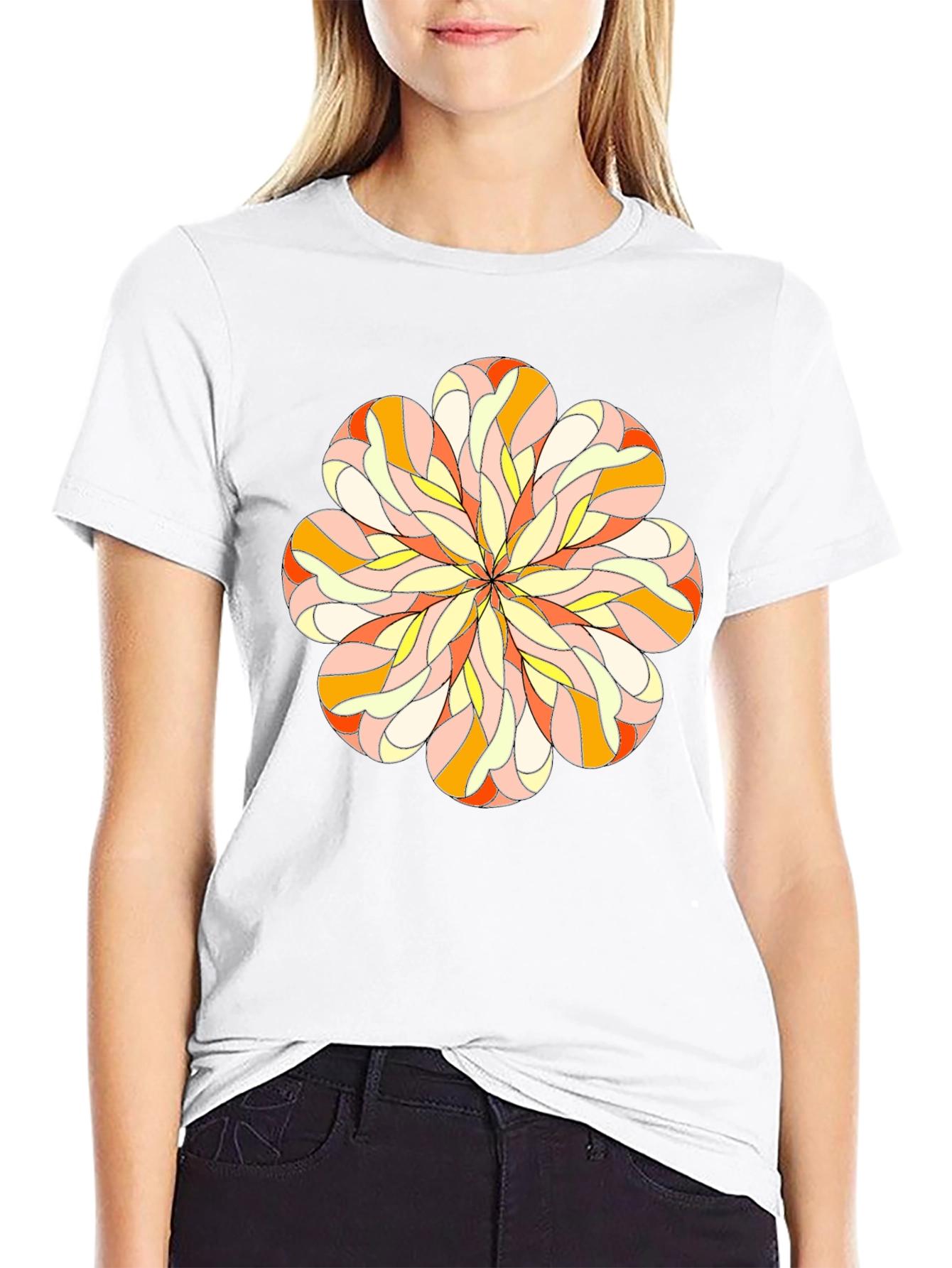 Abstract Flower Graphic Black T-Shirt