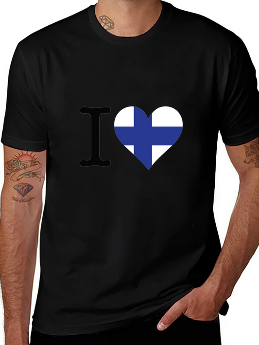 I Love Finland T-Shirt - Finnish Flag Heart Tee