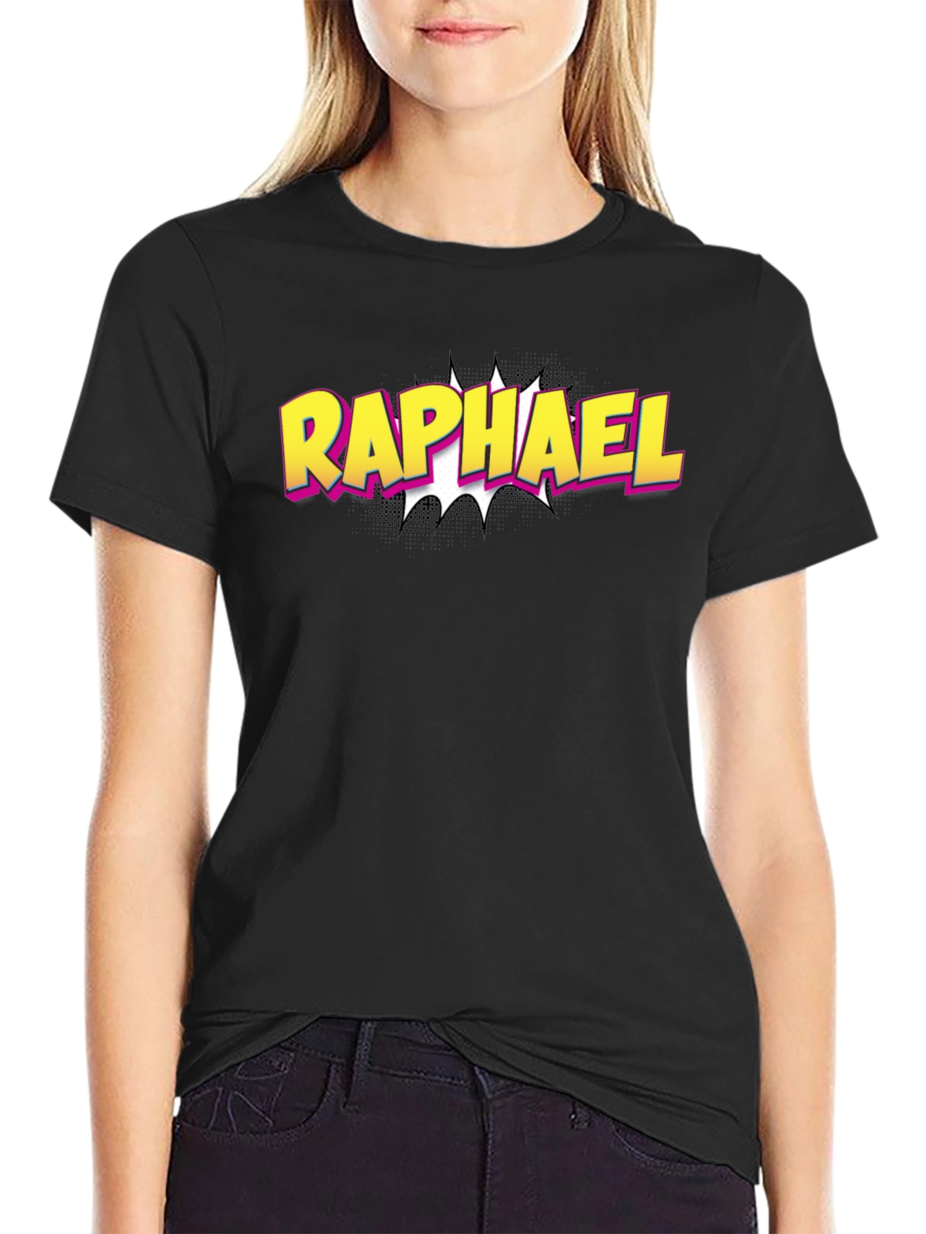 Raphael Comic Style Black T-Shirt