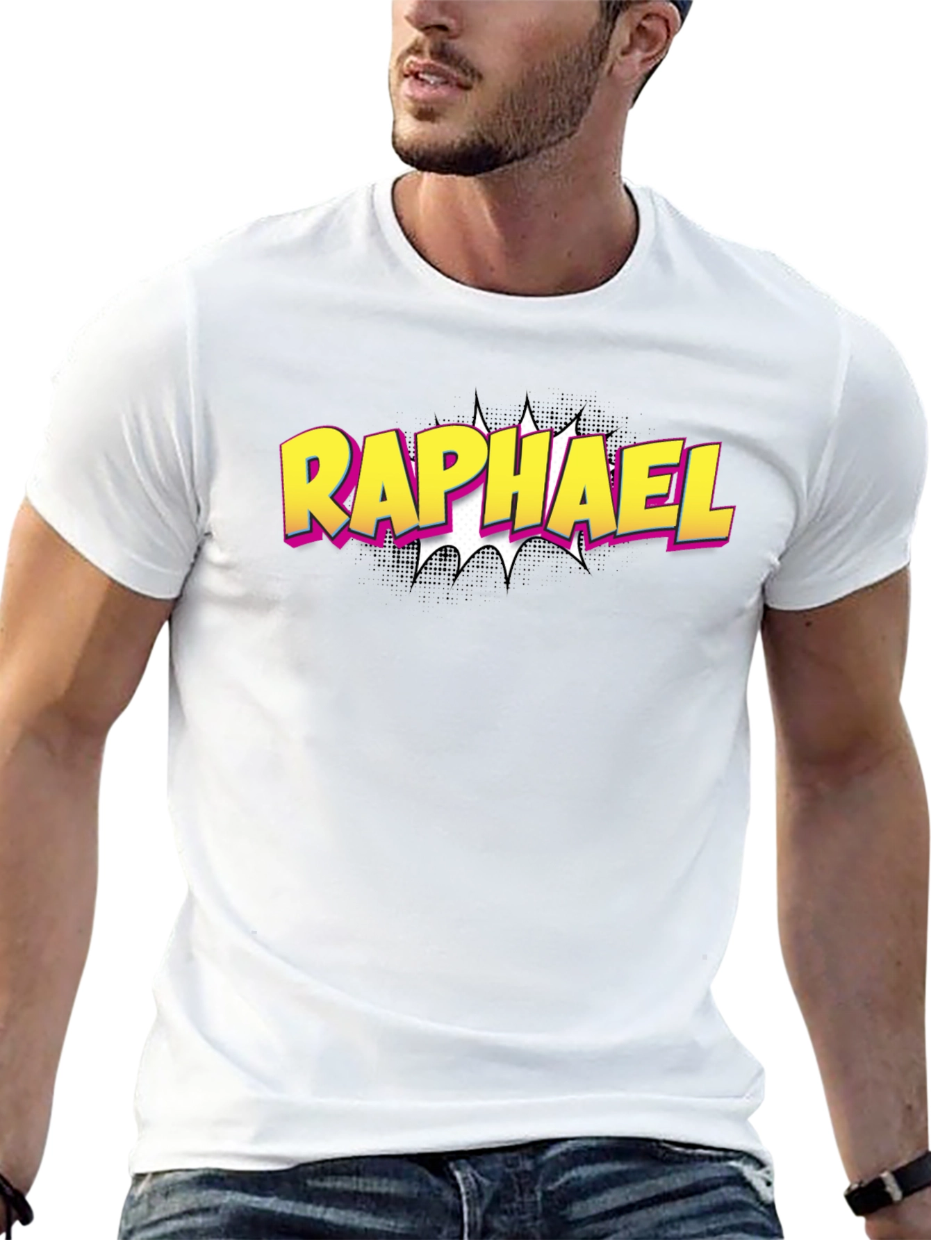 Raphael Comic Style Black T-Shirt