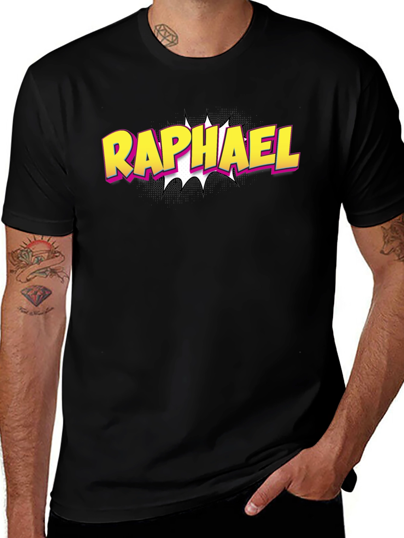 Raphael Comic Style Black T-Shirt