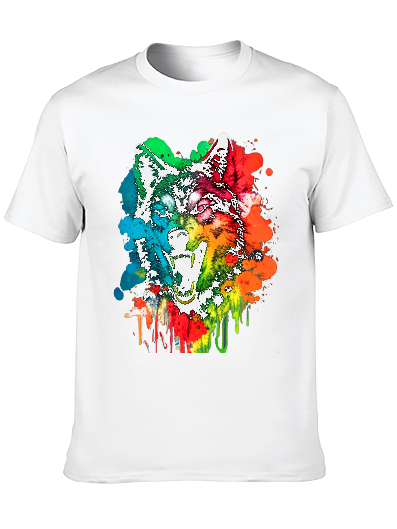 Colorful Wolf Graphic T-Shirt