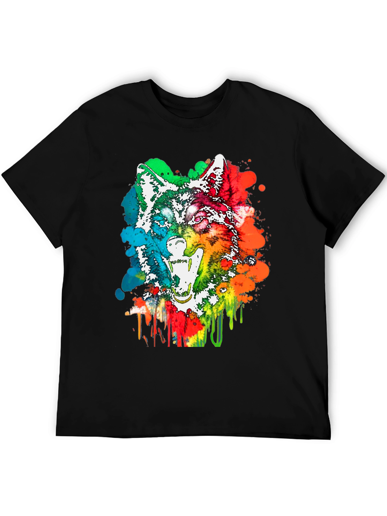 Colorful Wolf Graphic T-Shirt