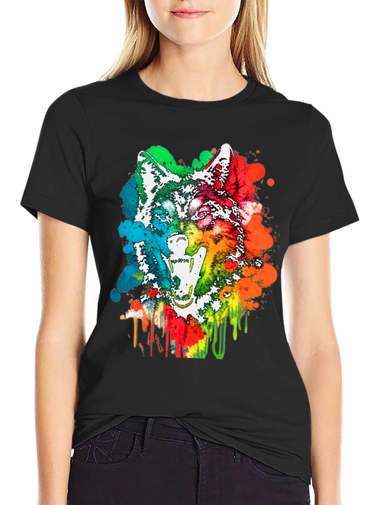 Colorful Wolf Graphic T-Shirt