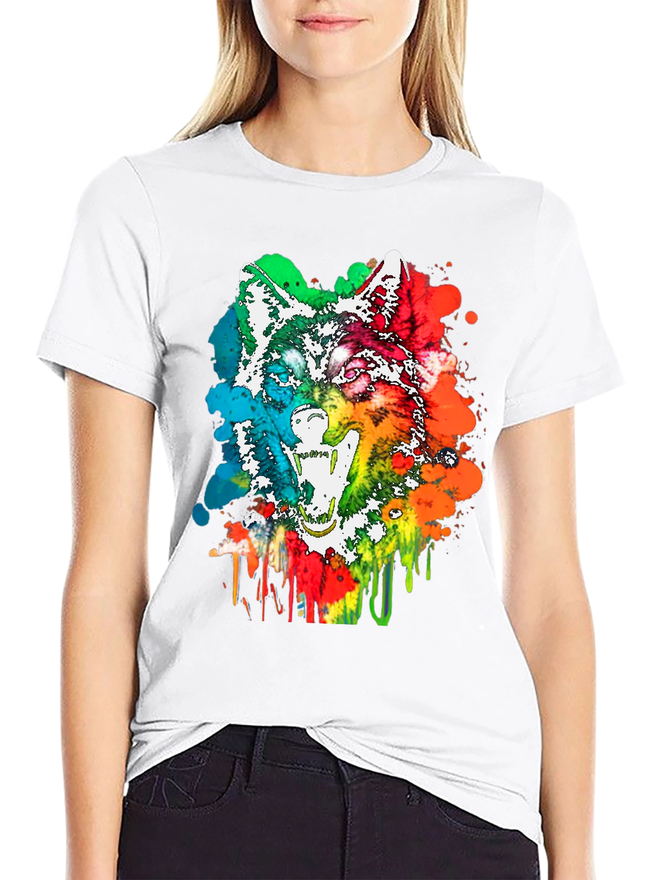 Colorful Wolf Graphic T-Shirt