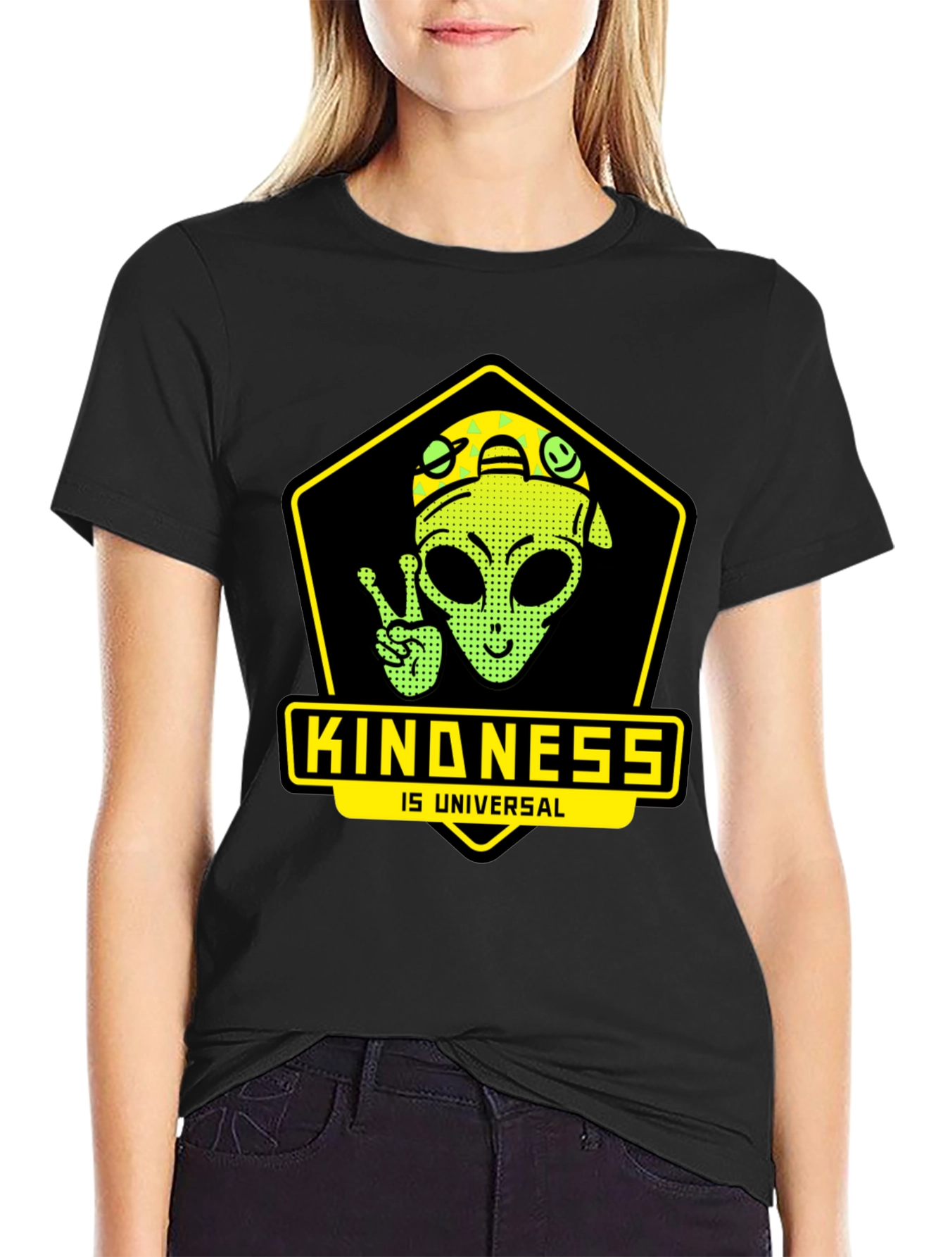 Kindness is Universal Alien Graphic T-Shirt