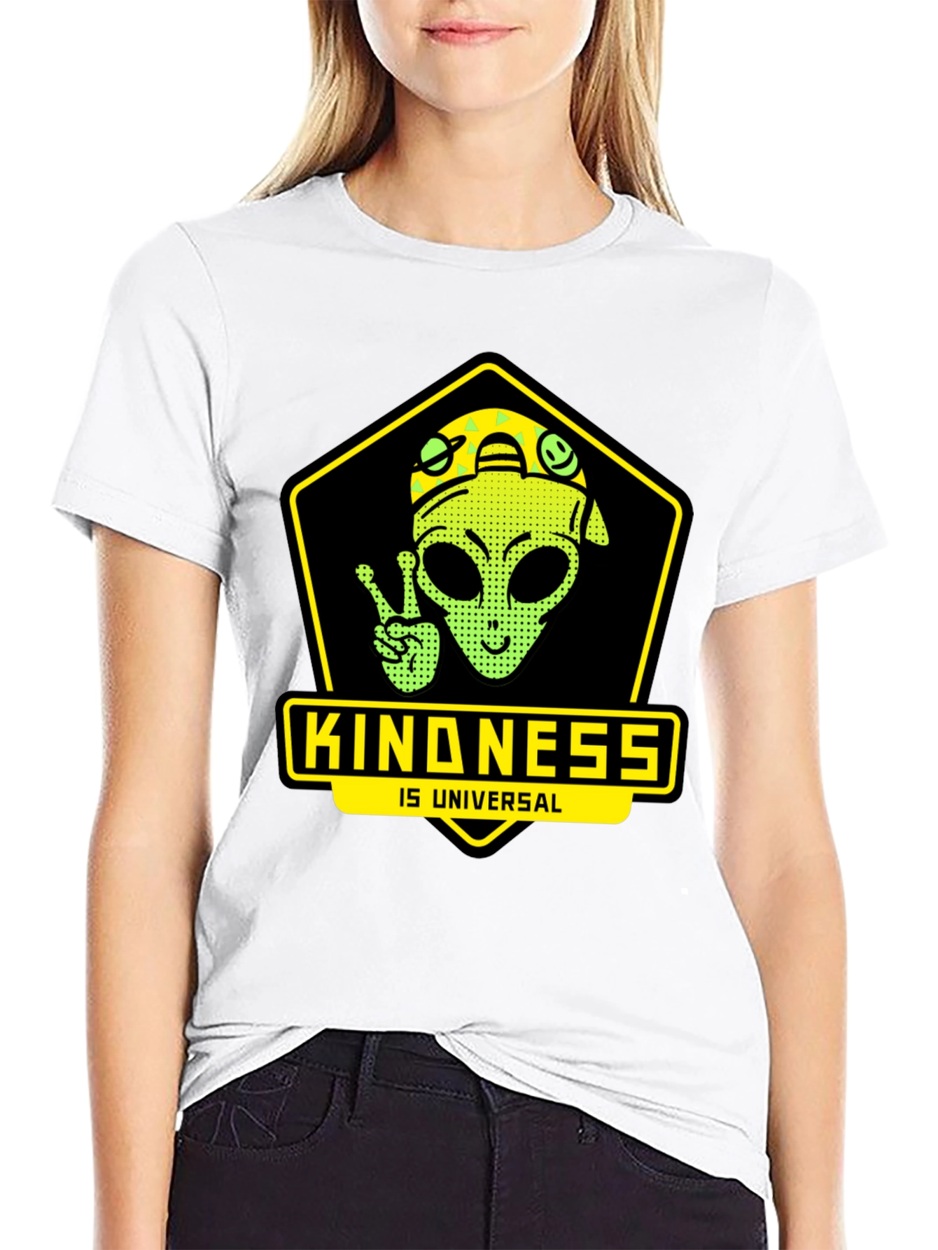 Kindness is Universal Alien Graphic T-Shirt