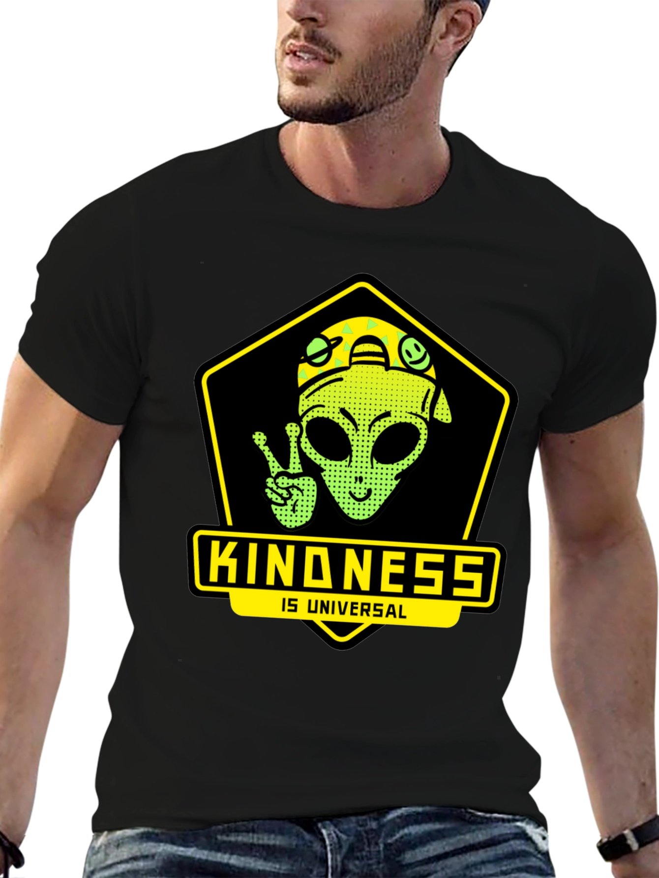 Kindness is Universal Alien Graphic T-Shirt
