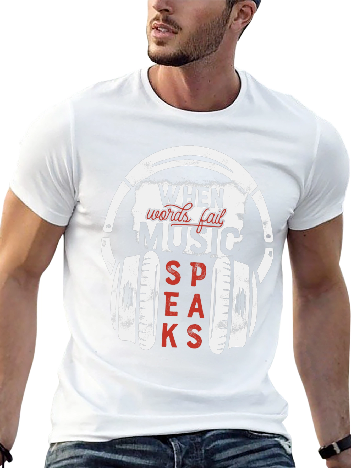 Music Speaks T-Shirt - Headphones Graphic Tee