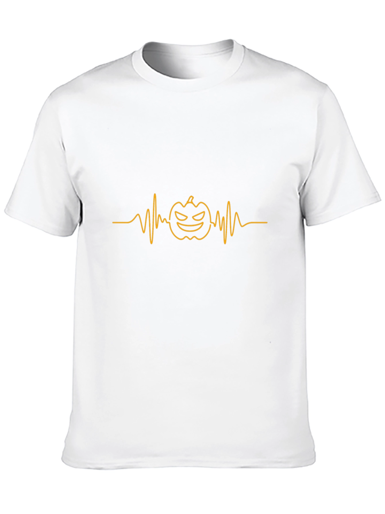 Halloween Pumpkin Heartbeat Graphic Tee - Black