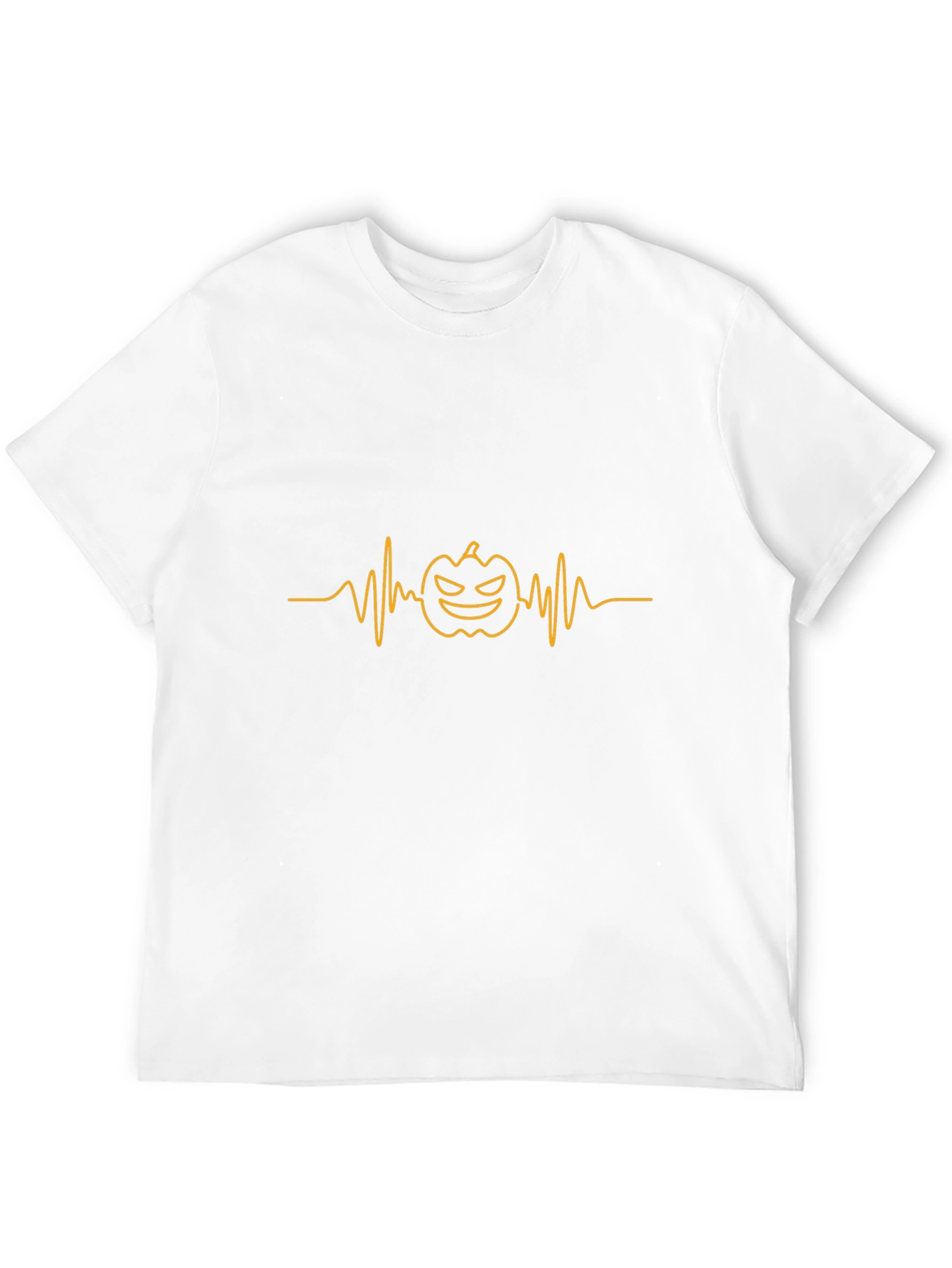 Halloween Pumpkin Heartbeat Graphic Tee - Black