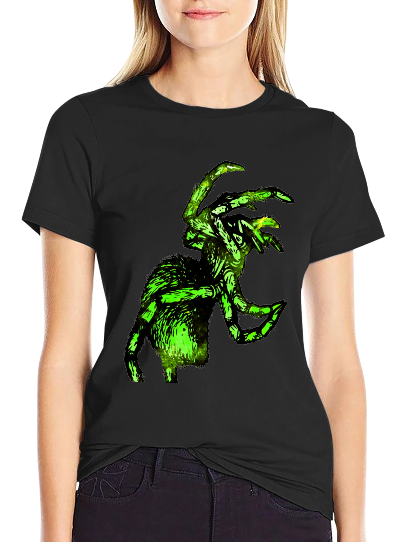 Green Glowing Spider Graphic T-Shirt