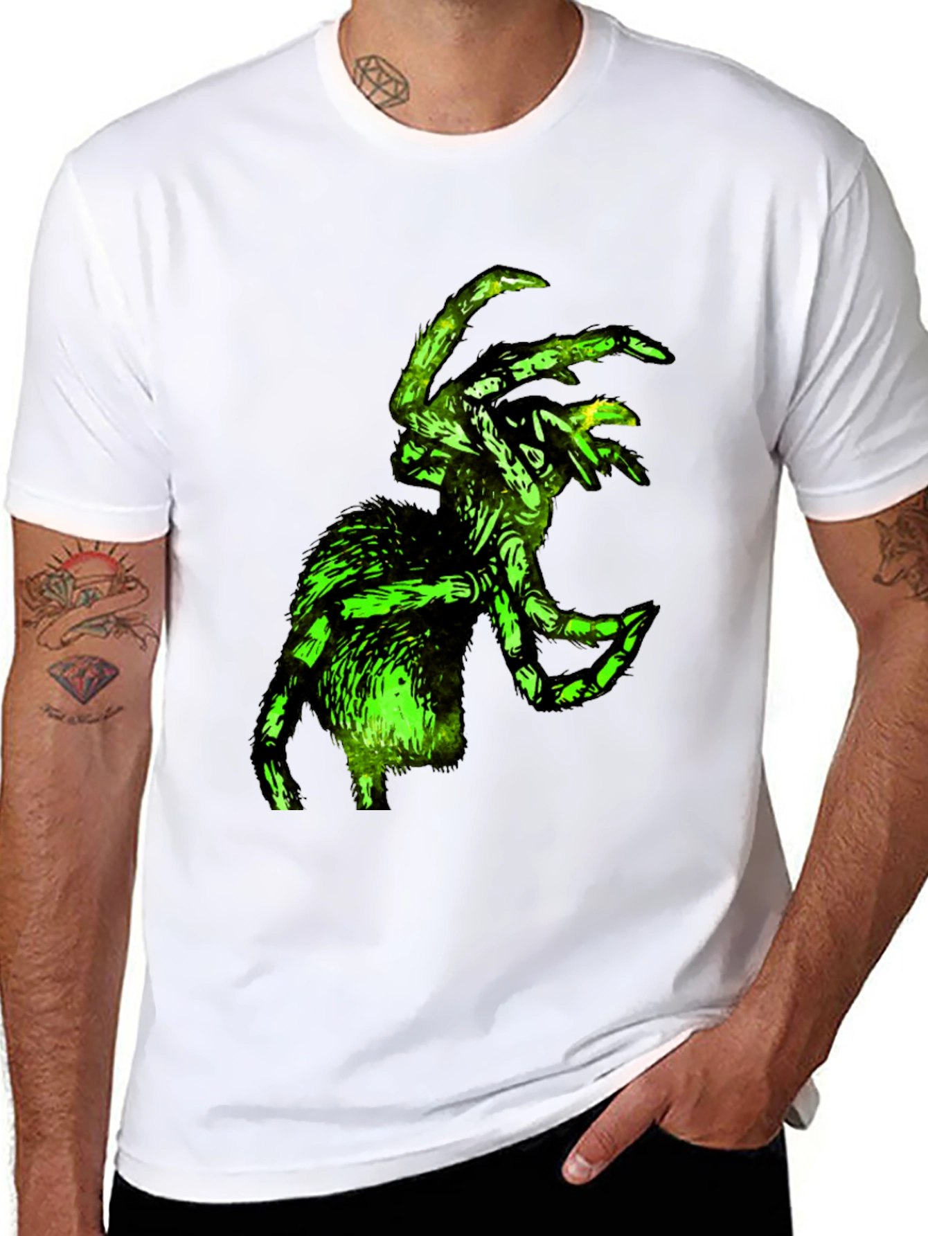 Green Glowing Spider Graphic T-Shirt
