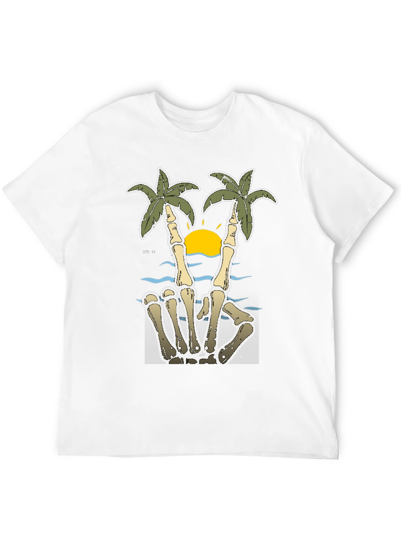 Skeleton Hand Peace Sign Palm Tree T-Shirt