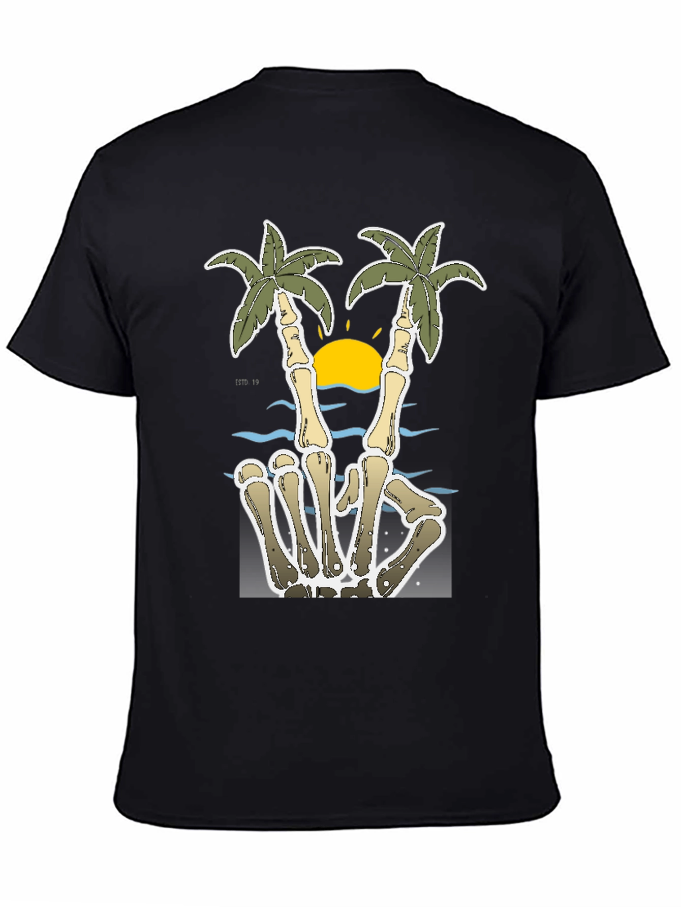 Skeleton Hand Peace Sign Palm Tree T-Shirt