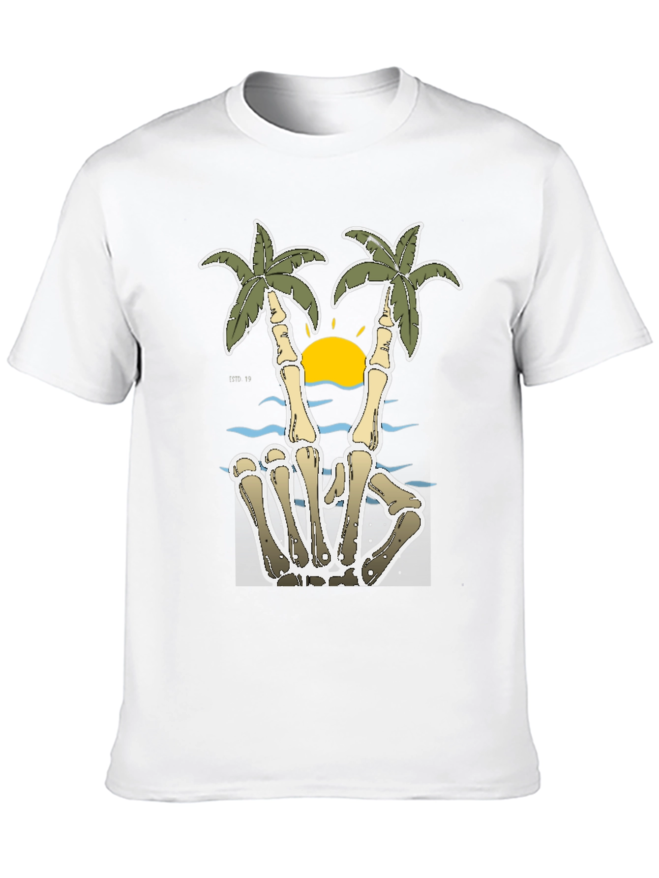 Skeleton Hand Peace Sign Palm Tree T-Shirt