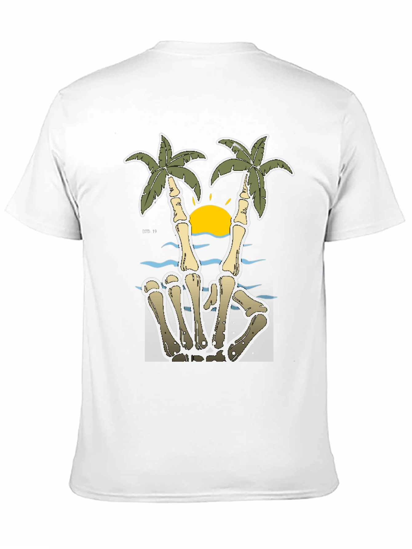 Skeleton Hand Peace Sign Palm Tree T-Shirt
