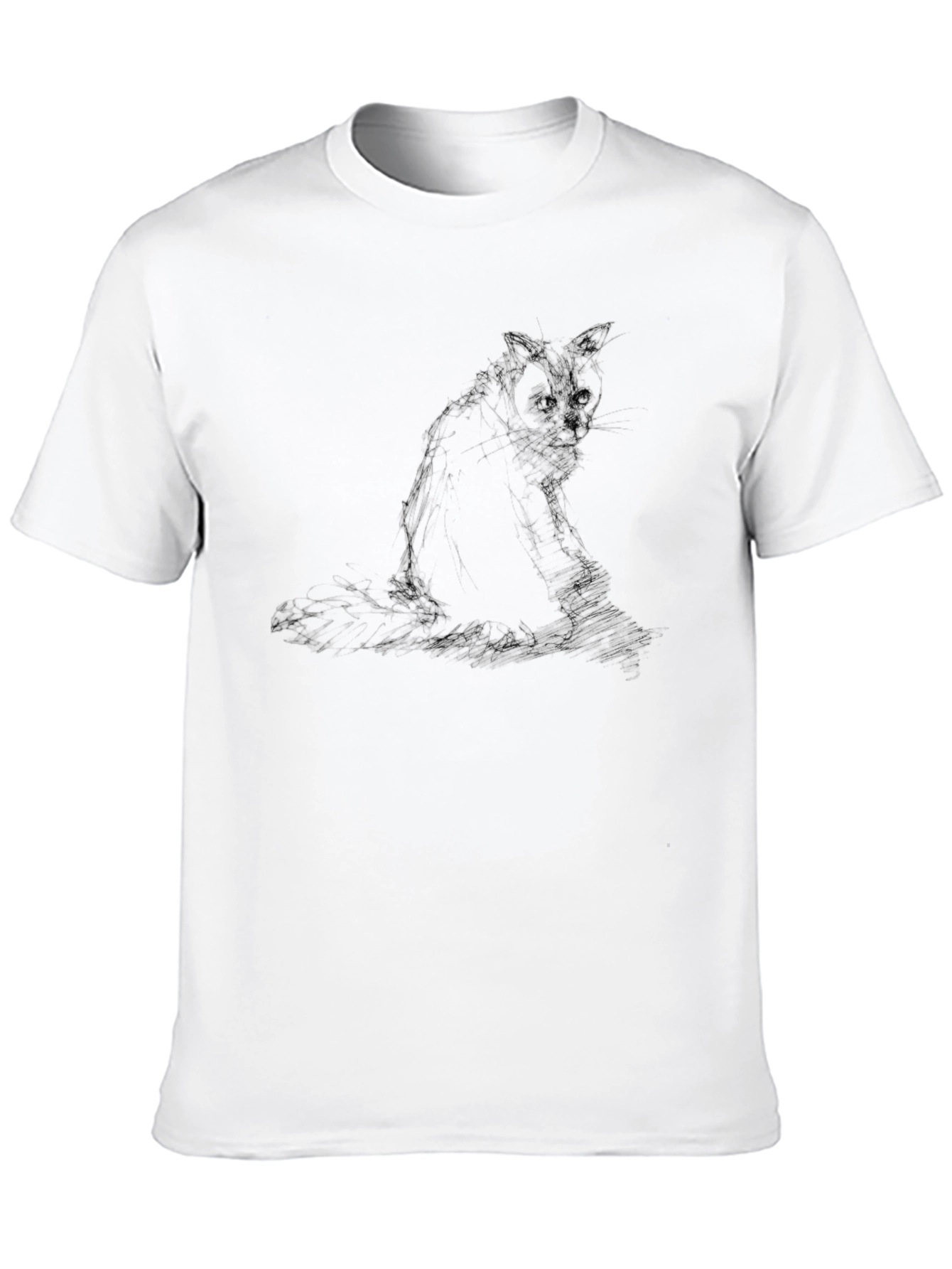Cat Sketch Black T-Shirt