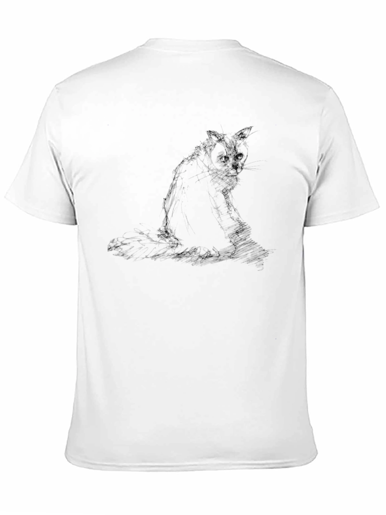 Cat Sketch Black T-Shirt