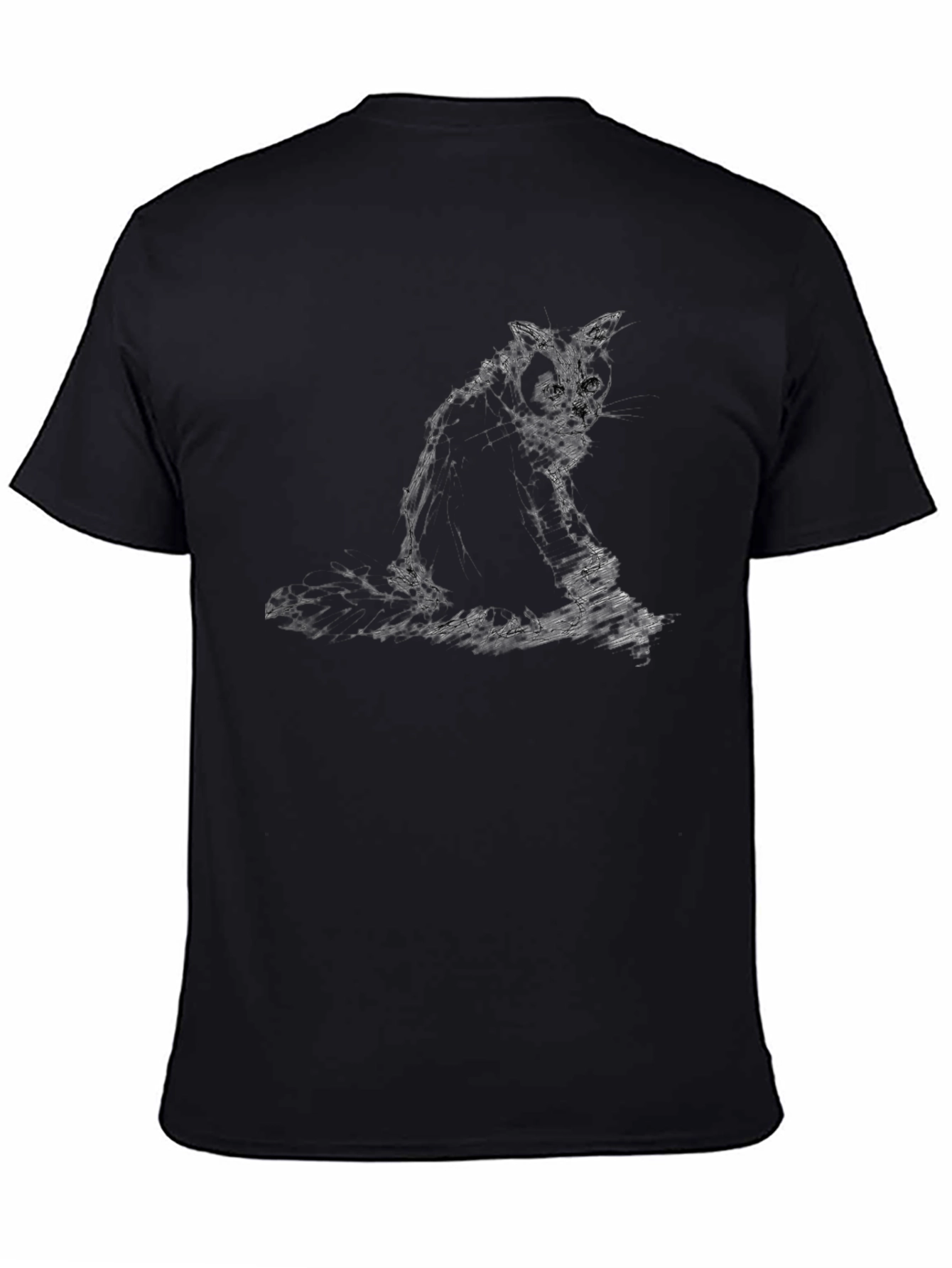 Cat Sketch Black T-Shirt