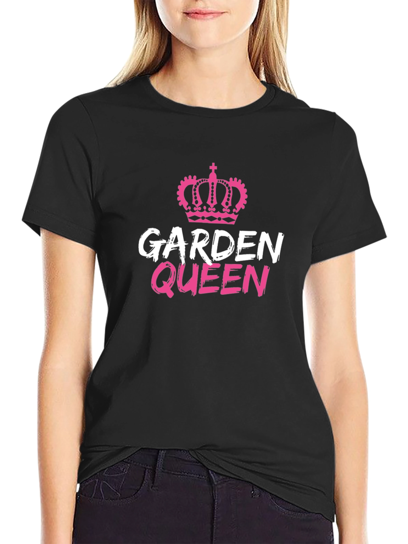 Garden Queen Graphic Tee - Black Cotton T-Shirt