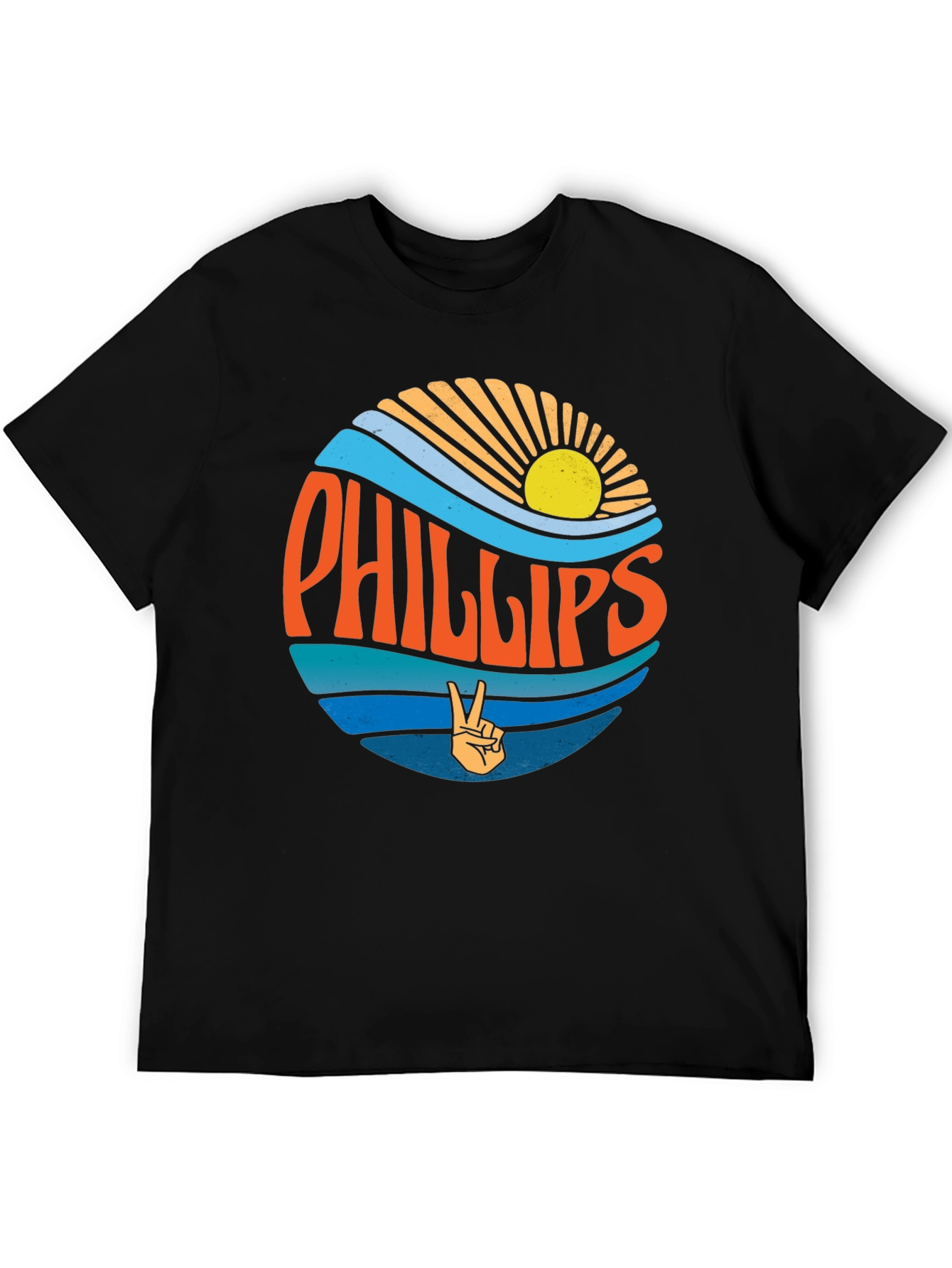 Phillips Retro Graphic Tee - Black Cotton Casual Shirt