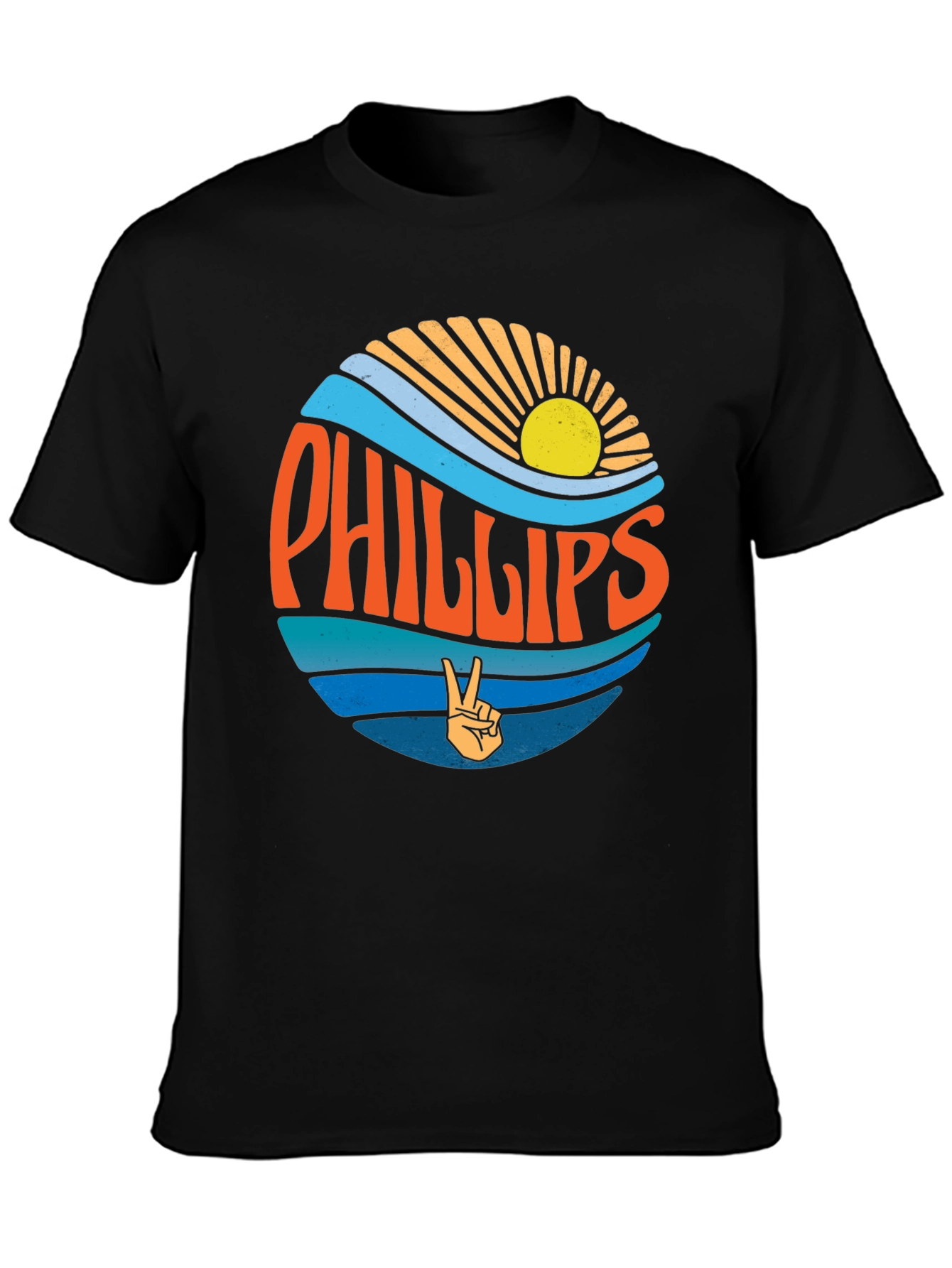 Phillips Retro Graphic Tee - Black Cotton Casual Shirt