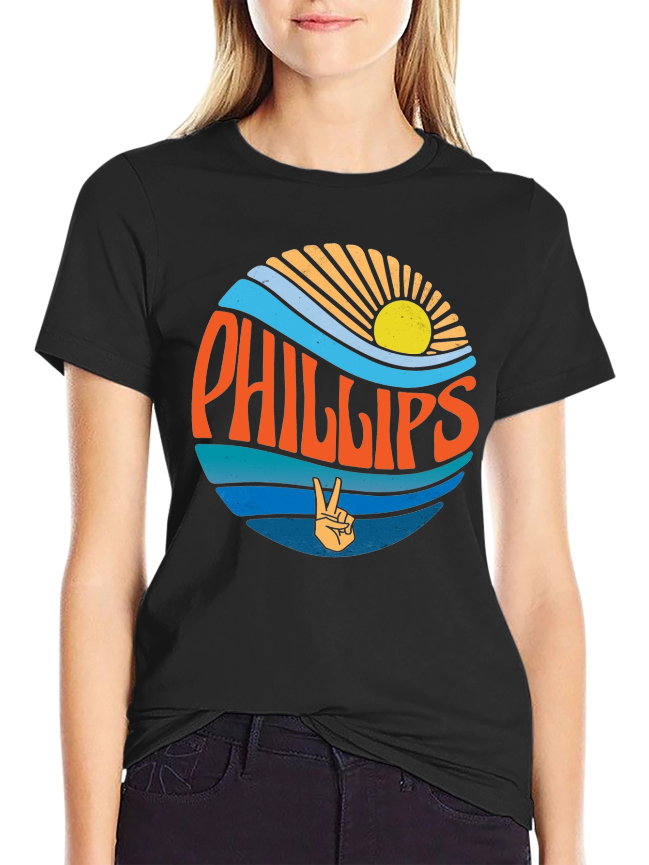 Phillips Retro Graphic Tee - Black Cotton Casual Shirt